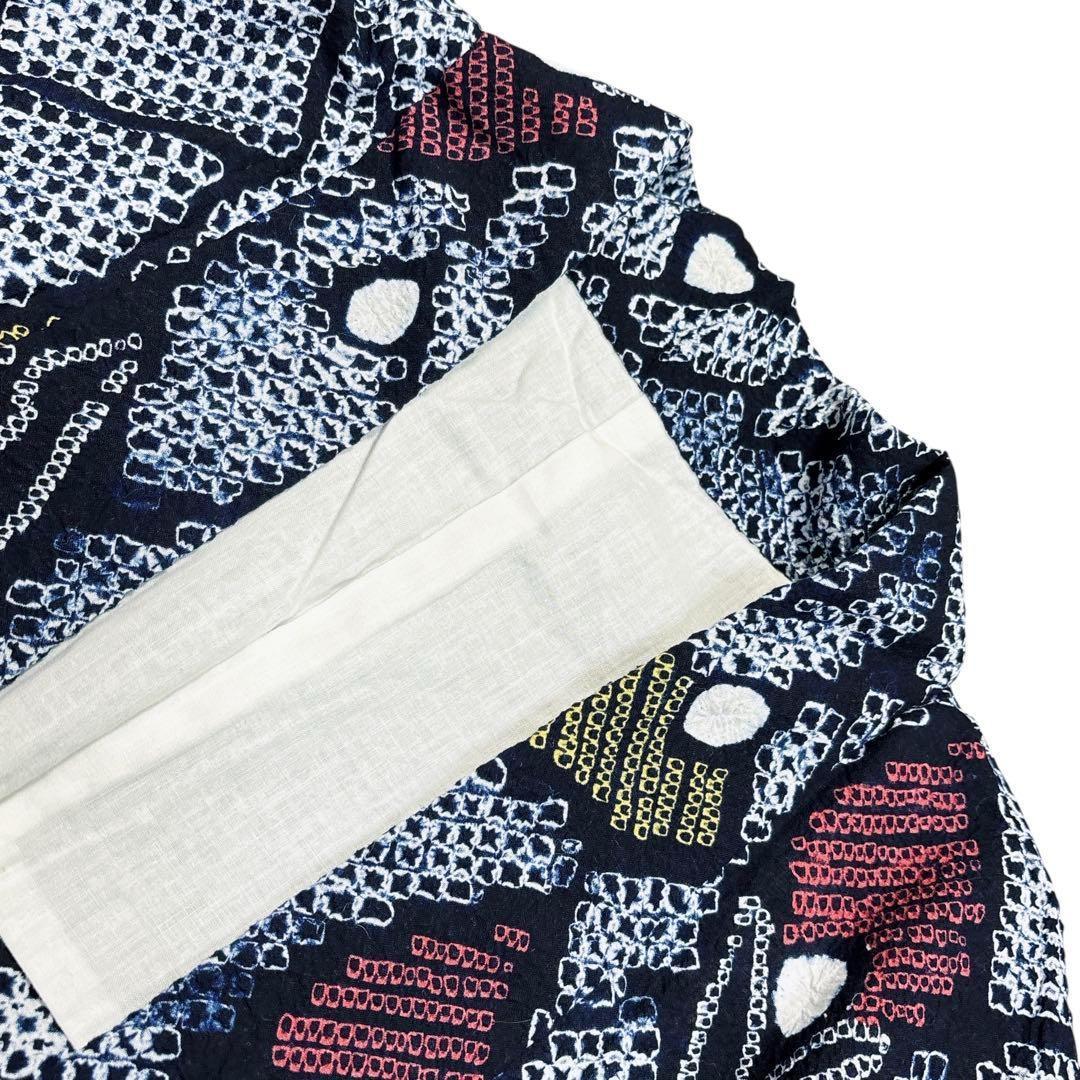 A84夏着物　浴衣　有松鳴海絞り 高級浴衣 花 綿　美品