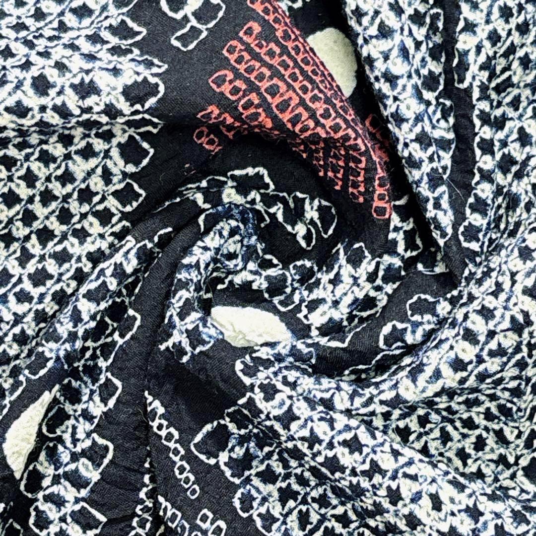 A84夏着物　浴衣　有松鳴海絞り 高級浴衣 花 綿　美品