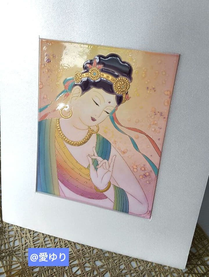 草場一壽♦陶彩画原画【稀観品⭐開運最多幸】『和顔』特注⭐空色ver.⭐観世音菩薩