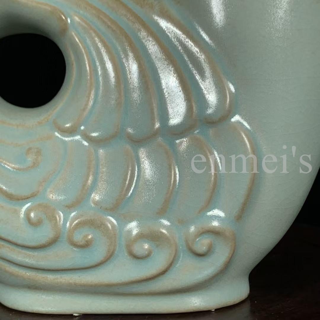 中国古美術・旧蔵品 宋代 汝窯 鸭尊 青釉・酒具・観賞用・装飾品・供養器・儀式用