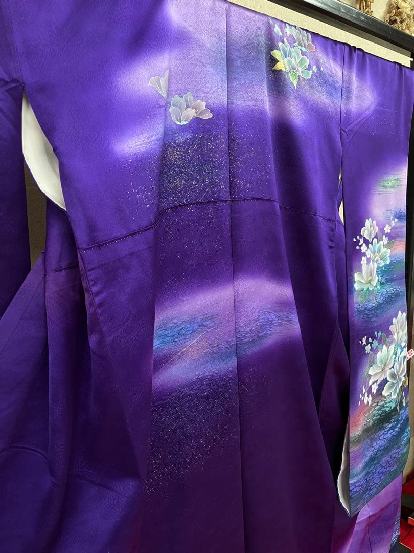 逸品★おしゃれ　中古★振袖★仕立て上がり　NO.B09 紫色　成人式　結婚式