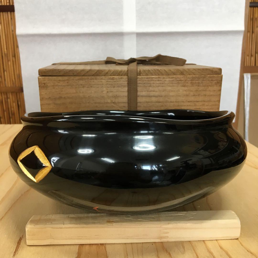 茶道具 灰器 不染斎 極 九谷焼 角ツナギ 灰器 共箱 Ｎ154HＩ