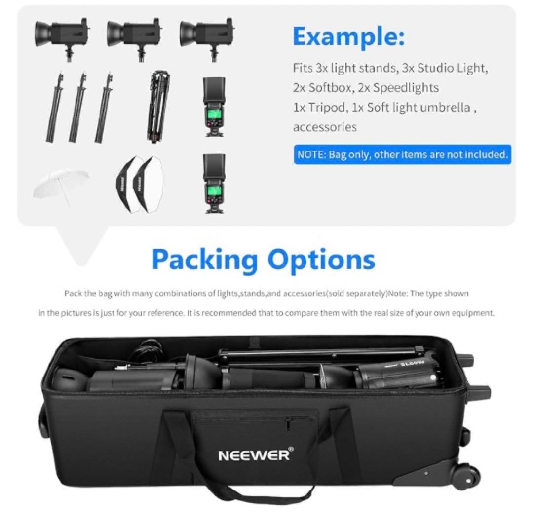 Neewer 写真スタジオ機器ケース ローリングバッグ