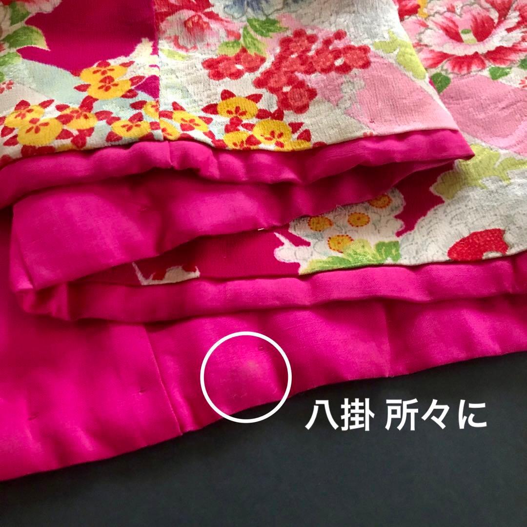 正絹 アンティーク着物 女の子 七五三 ◇花つぼ 花丸紋 古典柄