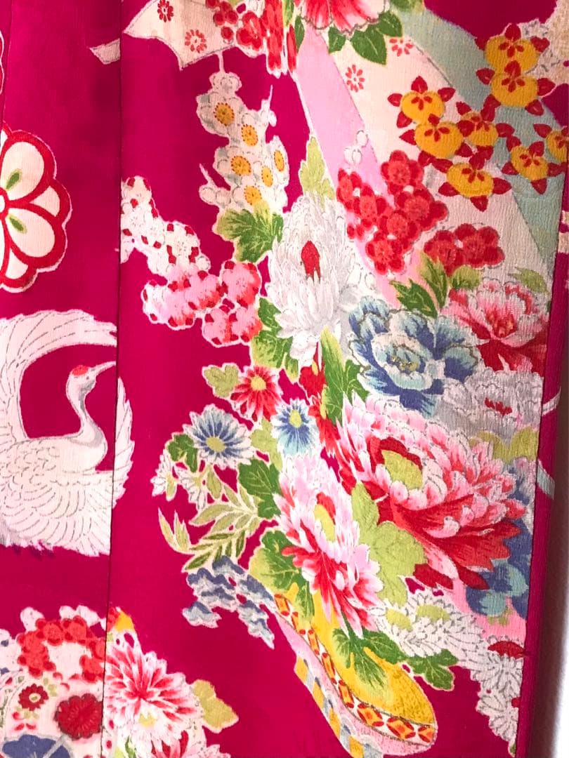 正絹 アンティーク着物 女の子 七五三 ◇花つぼ 花丸紋 古典柄