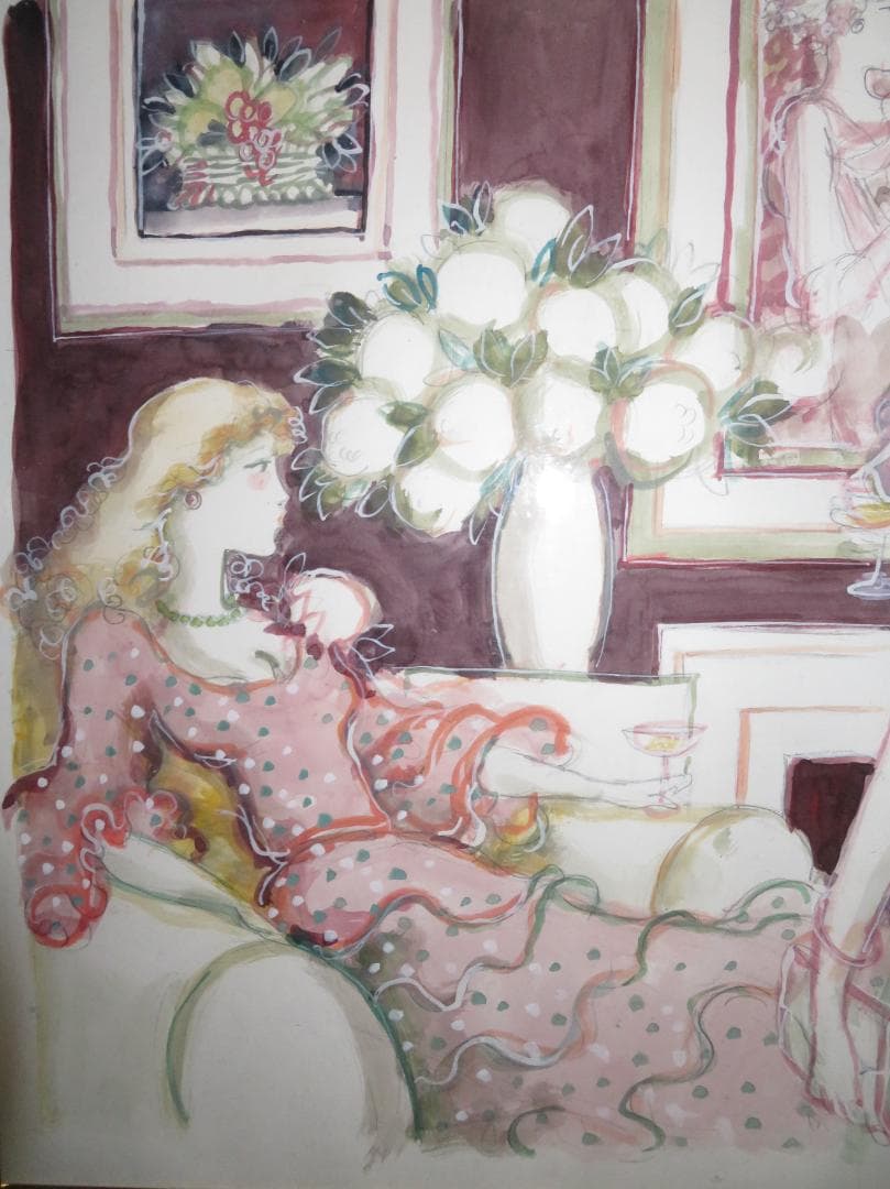 ◆ サージ・マルジス（Serge Marjisse）　水彩　「シャンパン」 ◆