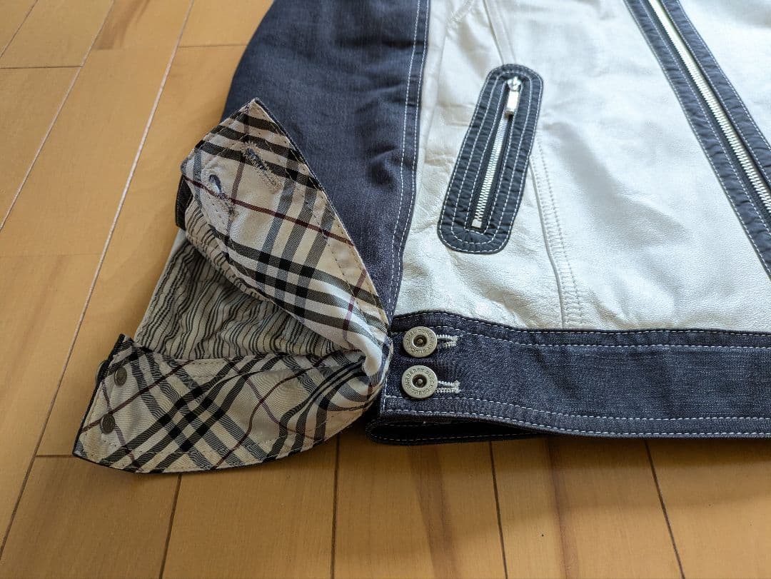 【美品】バーバリーブラックレーベル　ホワイト羊革レザージャケット M