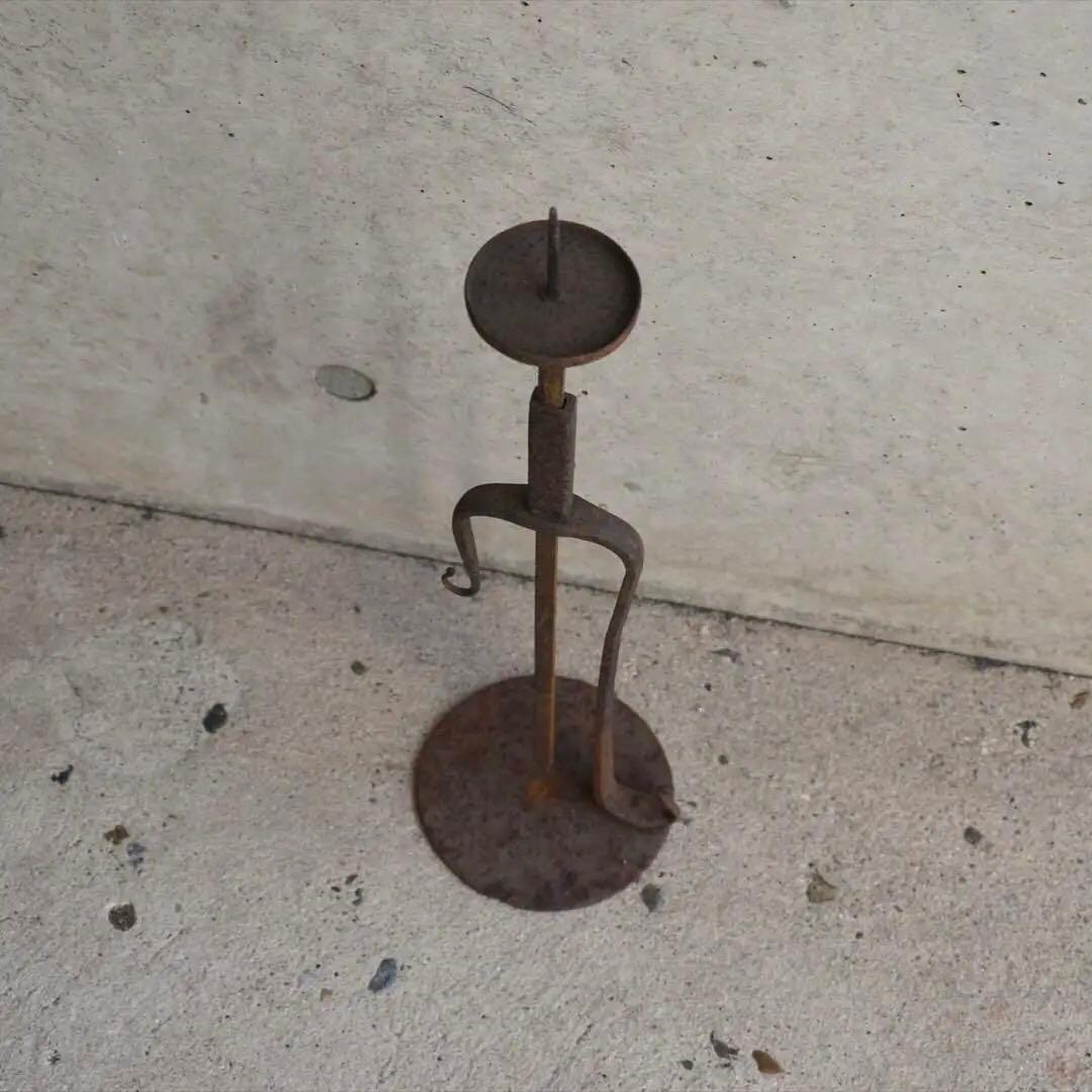 明治時代　鉄製　燭台　高さ可変　オブジェ　骨董品　アンティーク