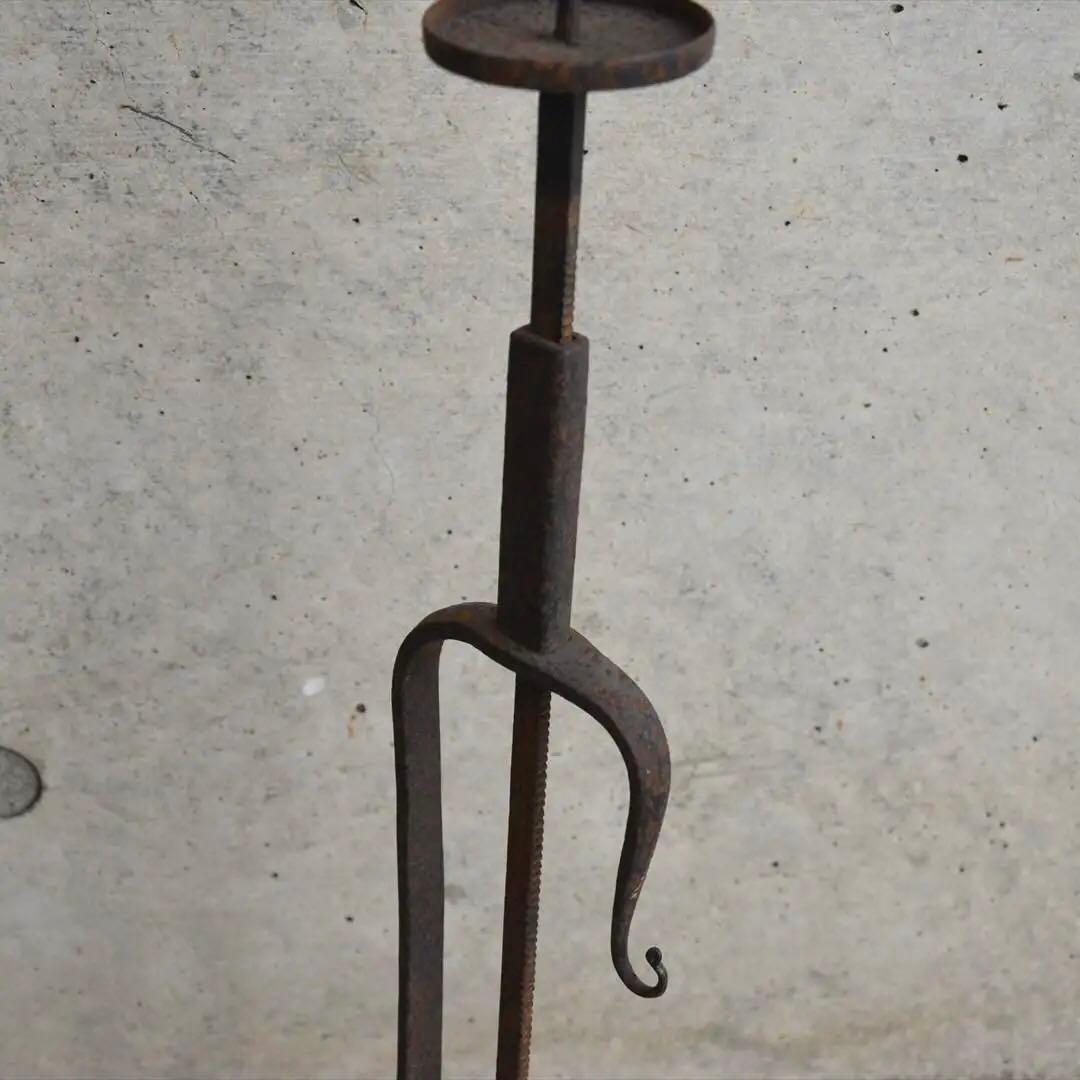 明治時代　鉄製　燭台　高さ可変　オブジェ　骨董品　アンティーク