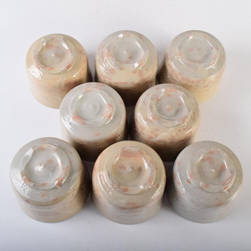 茶道具　赤膚焼　大塩正人造　御本立鶴　数茶碗　八客　共箱　V　R8550B