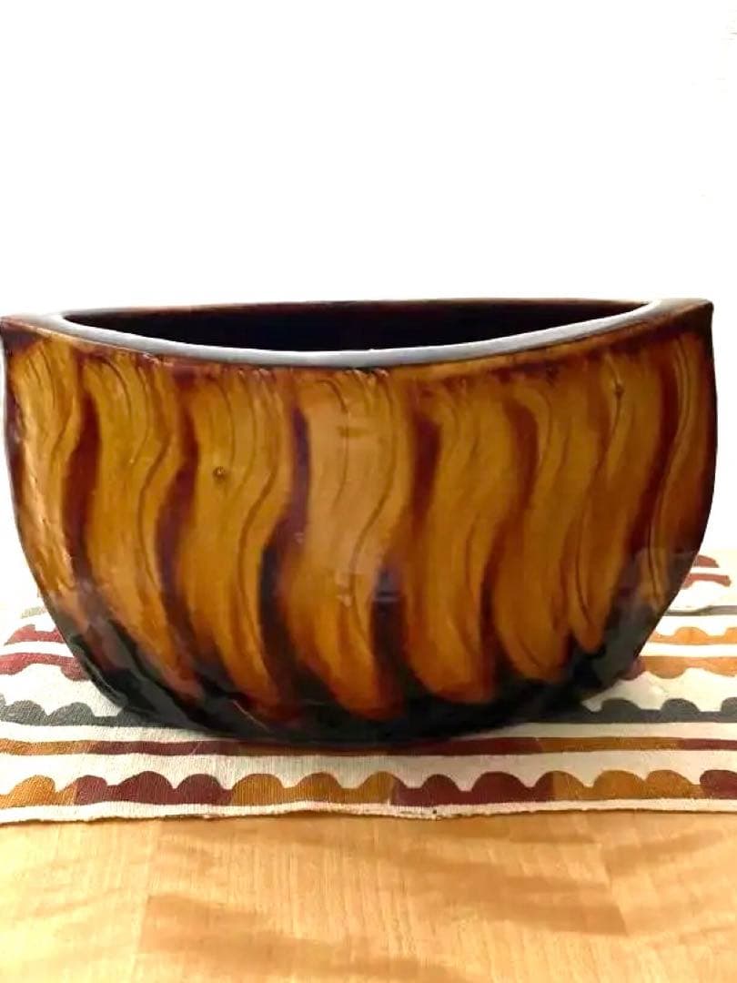 舩木研兒　花生　鐵鉛釉花生　共箱　民藝　出西窯　武内晴二郎