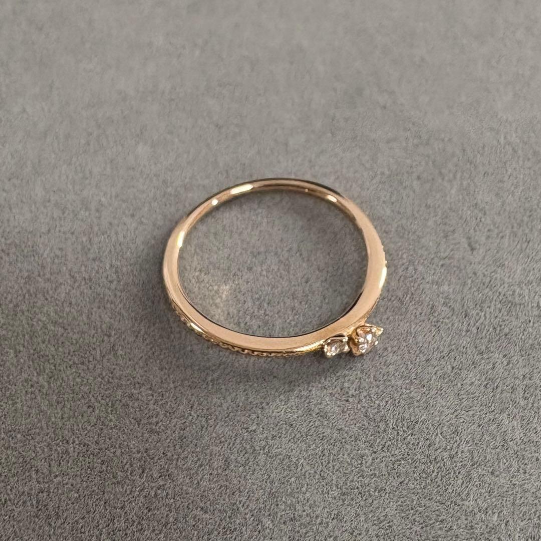 agete アガット k18 ダイアモンド ミル打ち リング ピンクゴールド