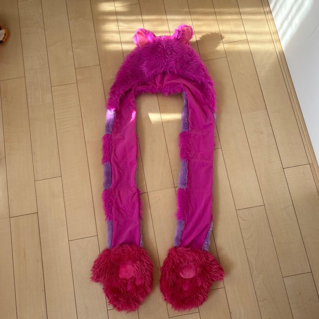 ディズニー　チェシャ猫　ファンキャップ　マフラー