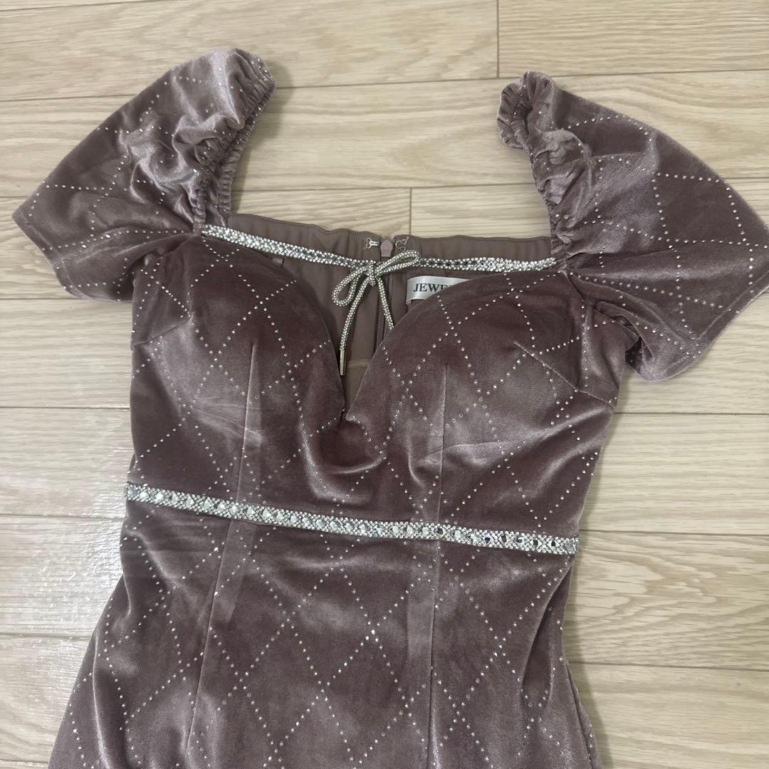 jewels XSサイズ ベルベットピンクドレス リボン ビジュー