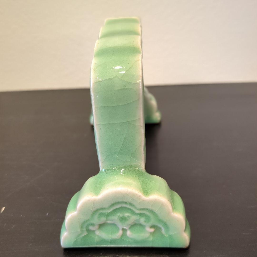 七官青磁　硯屏　明代　鳥