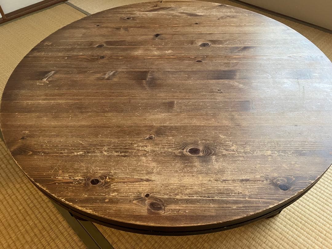 円形木製座卓 ダークブラウン