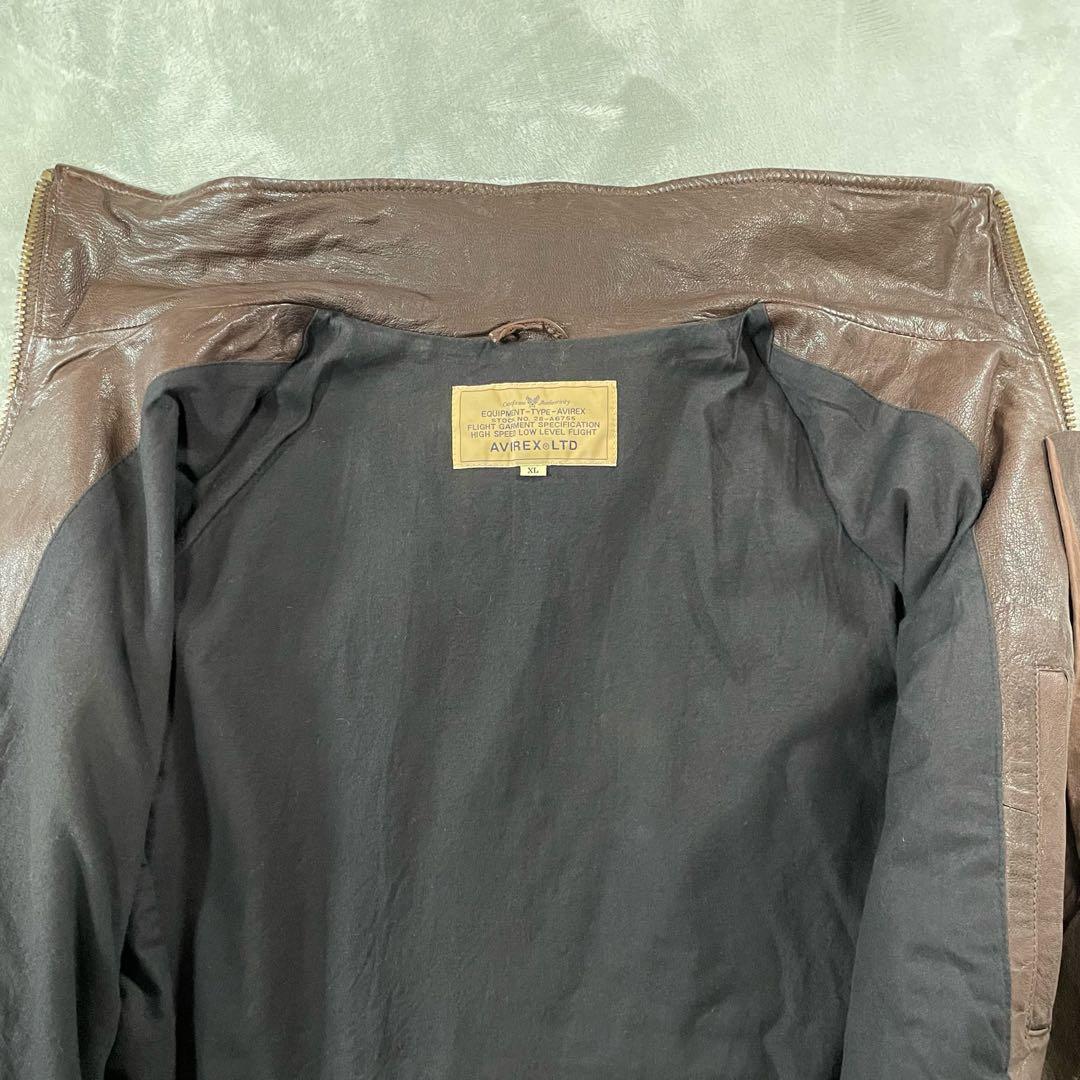 アヴィレックス ラムレザージップアップジャケット ブラウン 6171036 XL