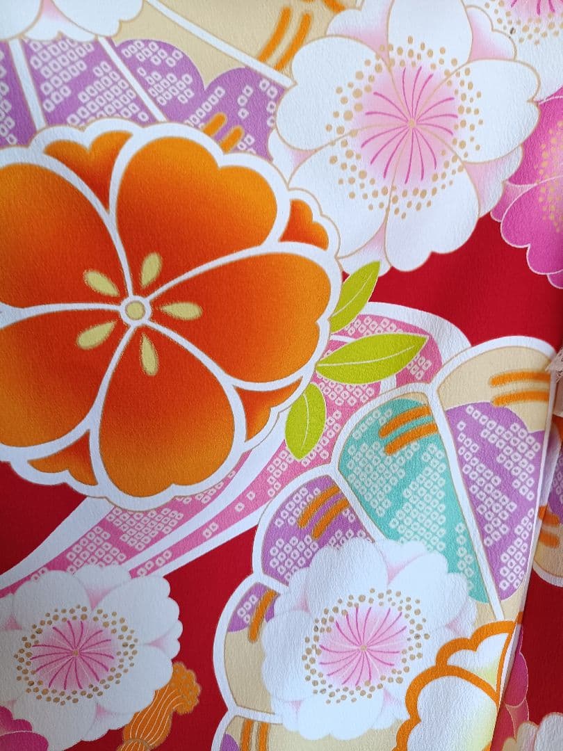 専用です☆レトロポップ調の着物と作り帯セット☆７歳七五三