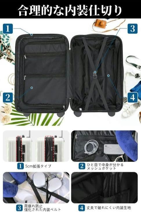 スーツケース 【Ｌ】 グリーン キャリー 拡張機能付 大容量 静音キャスター