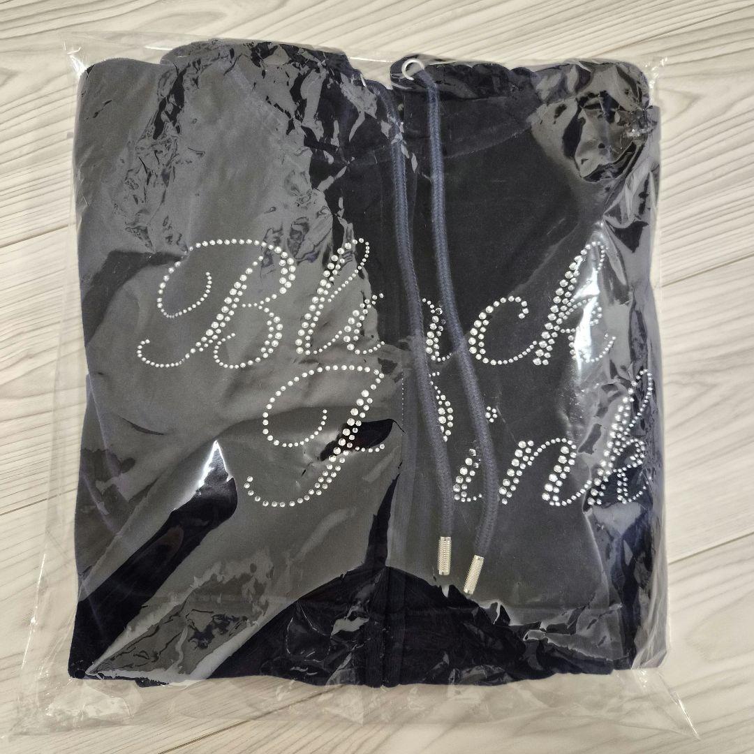 blackpink ベロアジップアップフーディー　shortサイズ　ネイビー