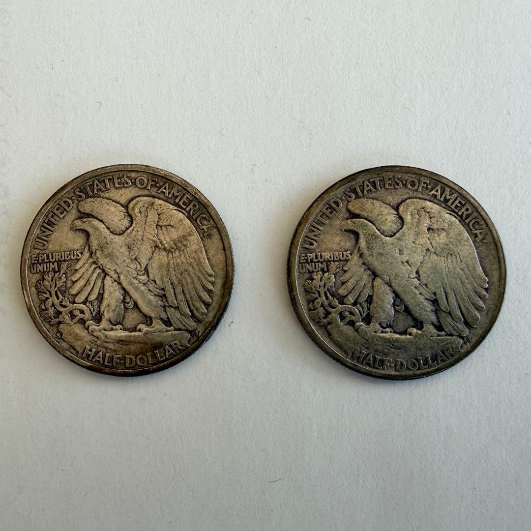 ウォーキング・リバティ ハーフダラー銀貨　2枚まとめて