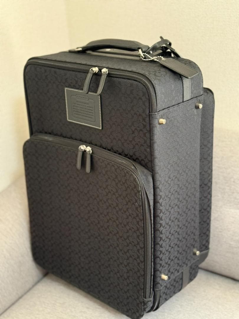【美品】COACH ミニシグネチャー キャリーバッグ スーツケース　ブラック
