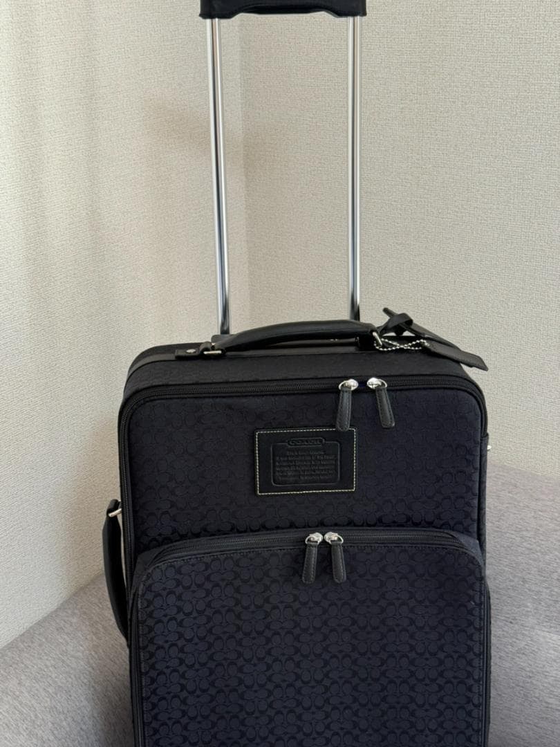 【美品】COACH ミニシグネチャー キャリーバッグ スーツケース　ブラック