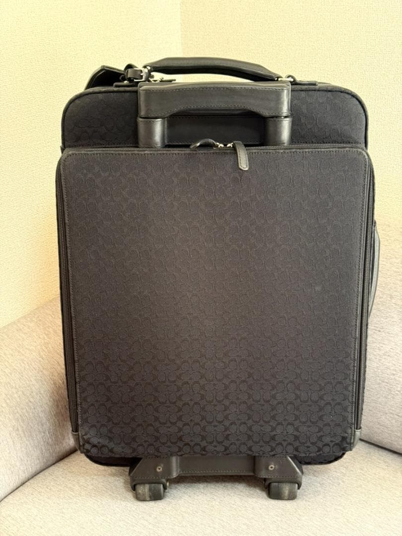 【美品】COACH ミニシグネチャー キャリーバッグ スーツケース　ブラック