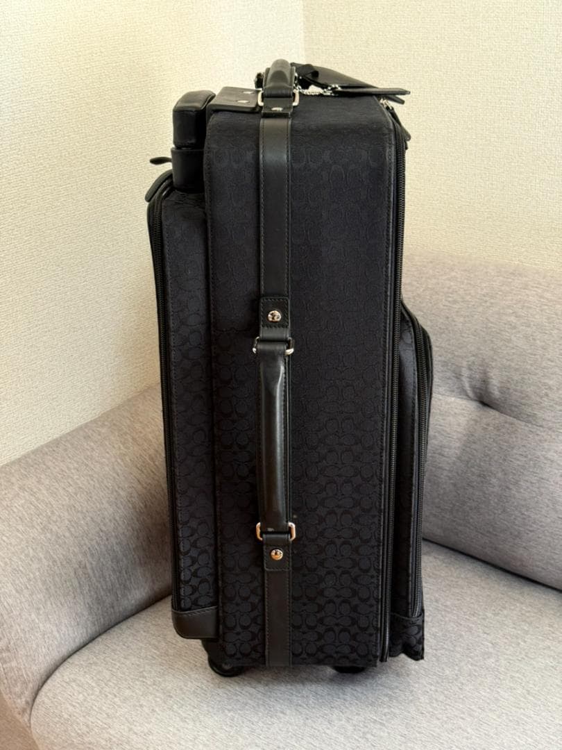 【美品】COACH ミニシグネチャー キャリーバッグ スーツケース　ブラック