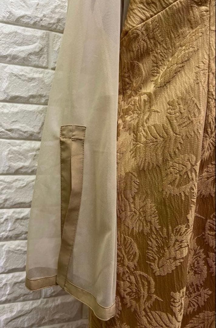 AIMER チュールブラウス付Vネックジャカードタイトパーティードレス