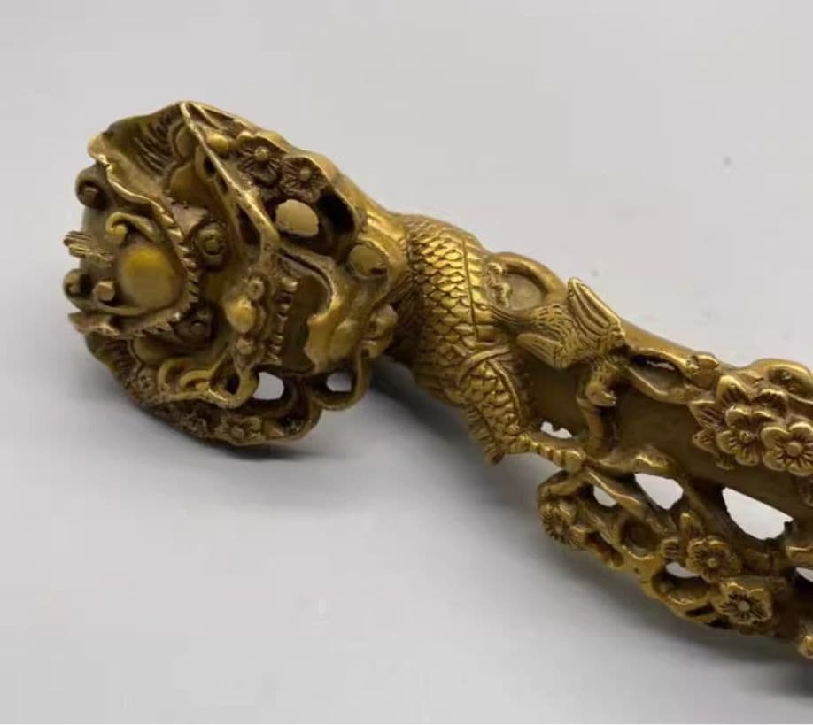 銅 細工 龍如意 リビング 玄関 書架 装飾品 工芸品 置物