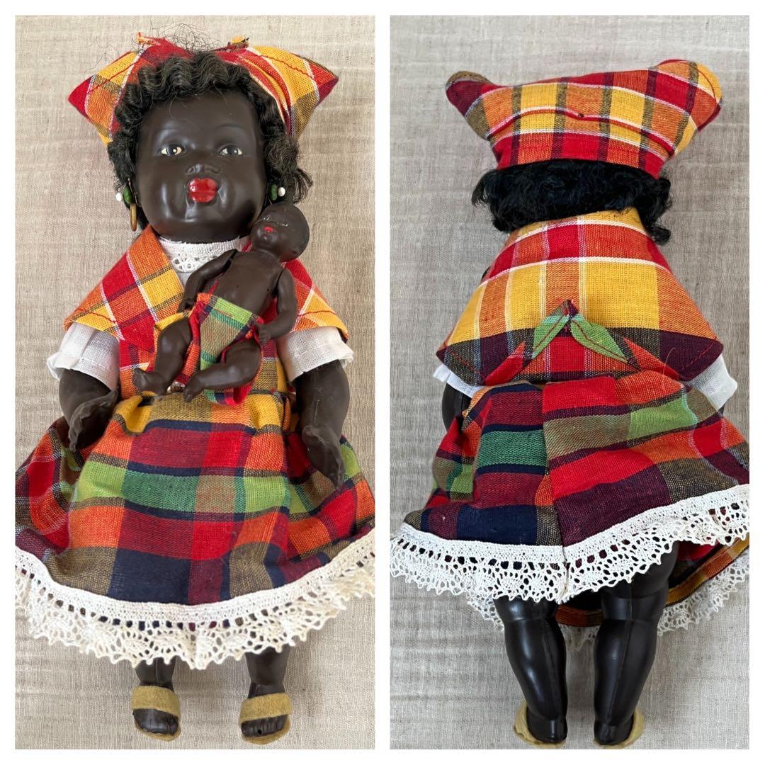 ドイツアンティークヴィンテージブラック褐色肌ドール人形ビスクドールベビーレトロ