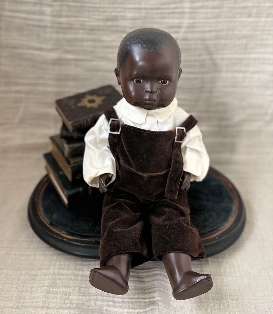 ドイツアンティークヴィンテージブラック褐色肌ドール人形ビスクドールベビーレトロ