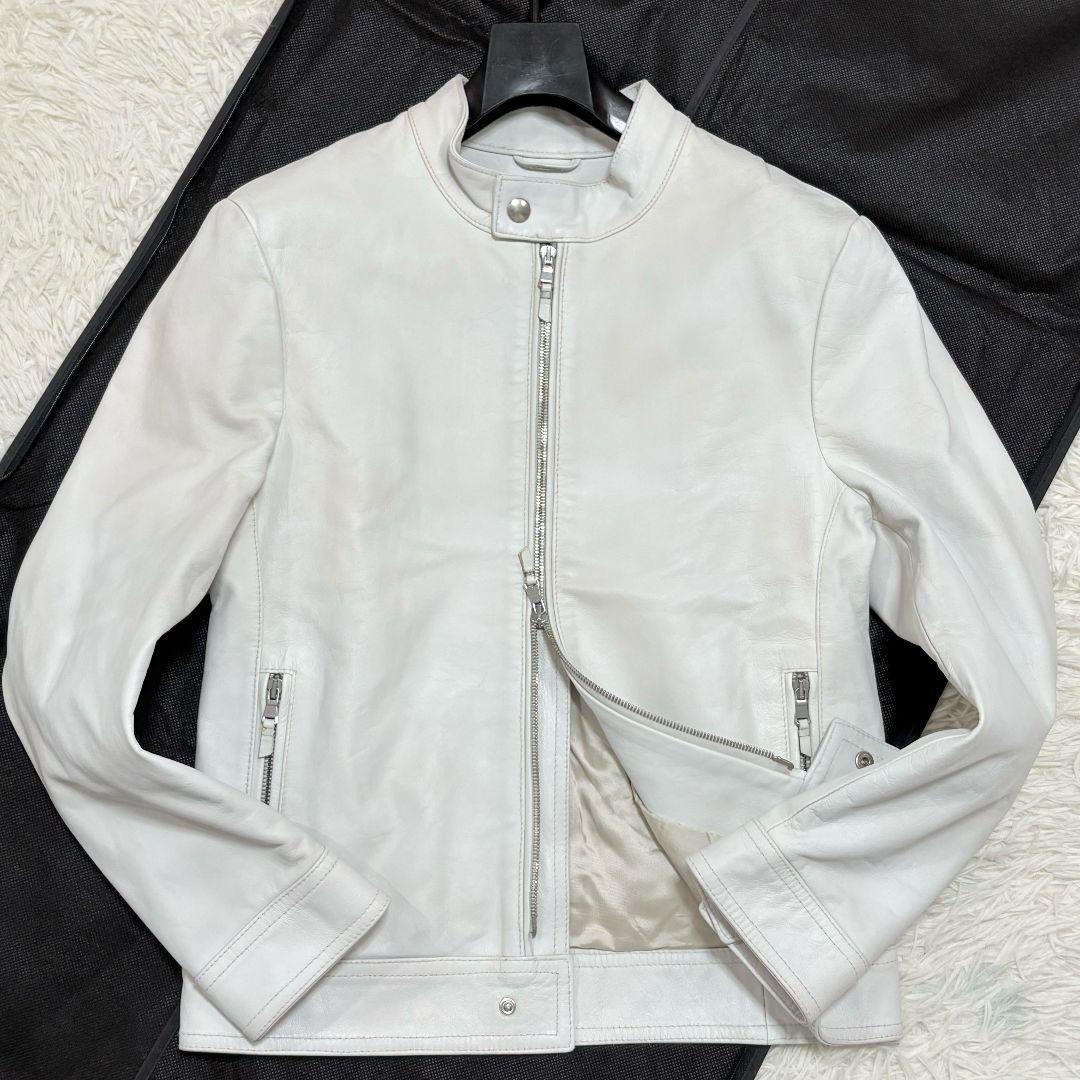 美品✨ エンメティ アンドレア レザー シングルライダースジャケット ホワイト
