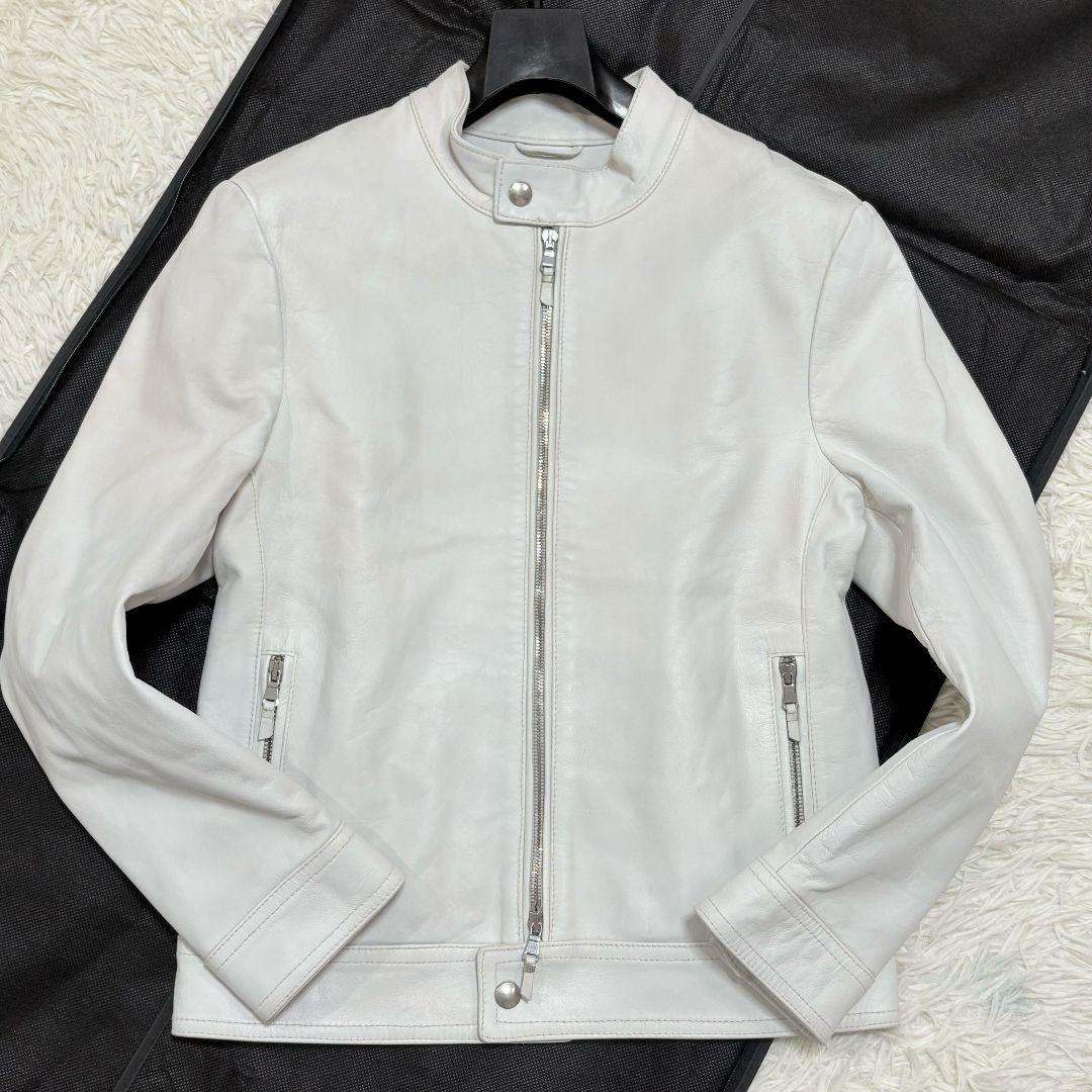 美品✨ エンメティ アンドレア レザー シングルライダースジャケット ホワイト