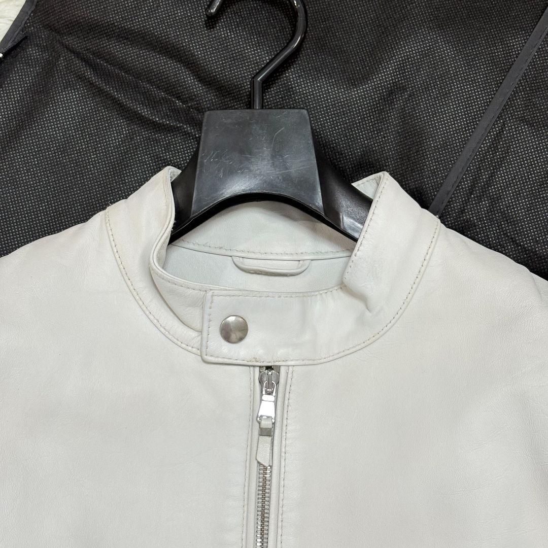 美品✨ エンメティ アンドレア レザー シングルライダースジャケット ホワイト