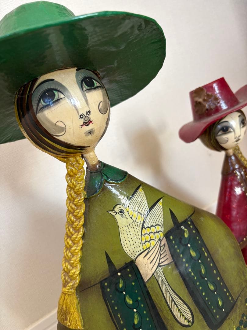 【セルメル】メキシコ民芸ドール姉妹アンティークベーパーマシェ張子1970年代