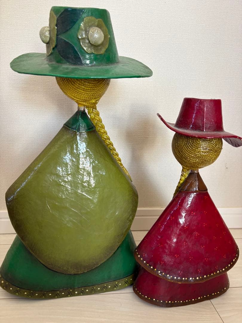 【セルメル】メキシコ民芸ドール姉妹アンティークベーパーマシェ張子1970年代