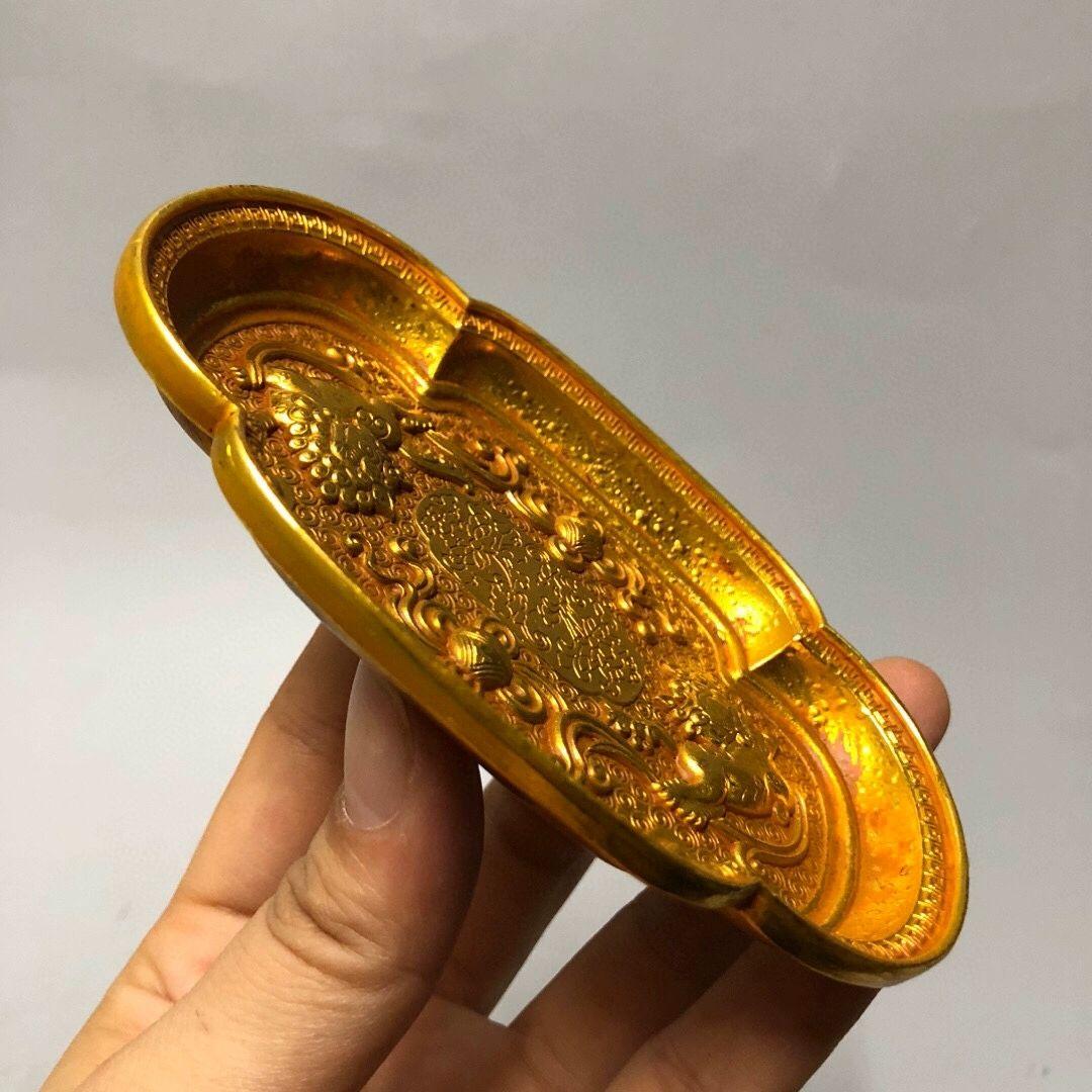 銅 細工 四方獅子銅盤 金皿 託敷 茶道具 装飾品 工芸品 置物