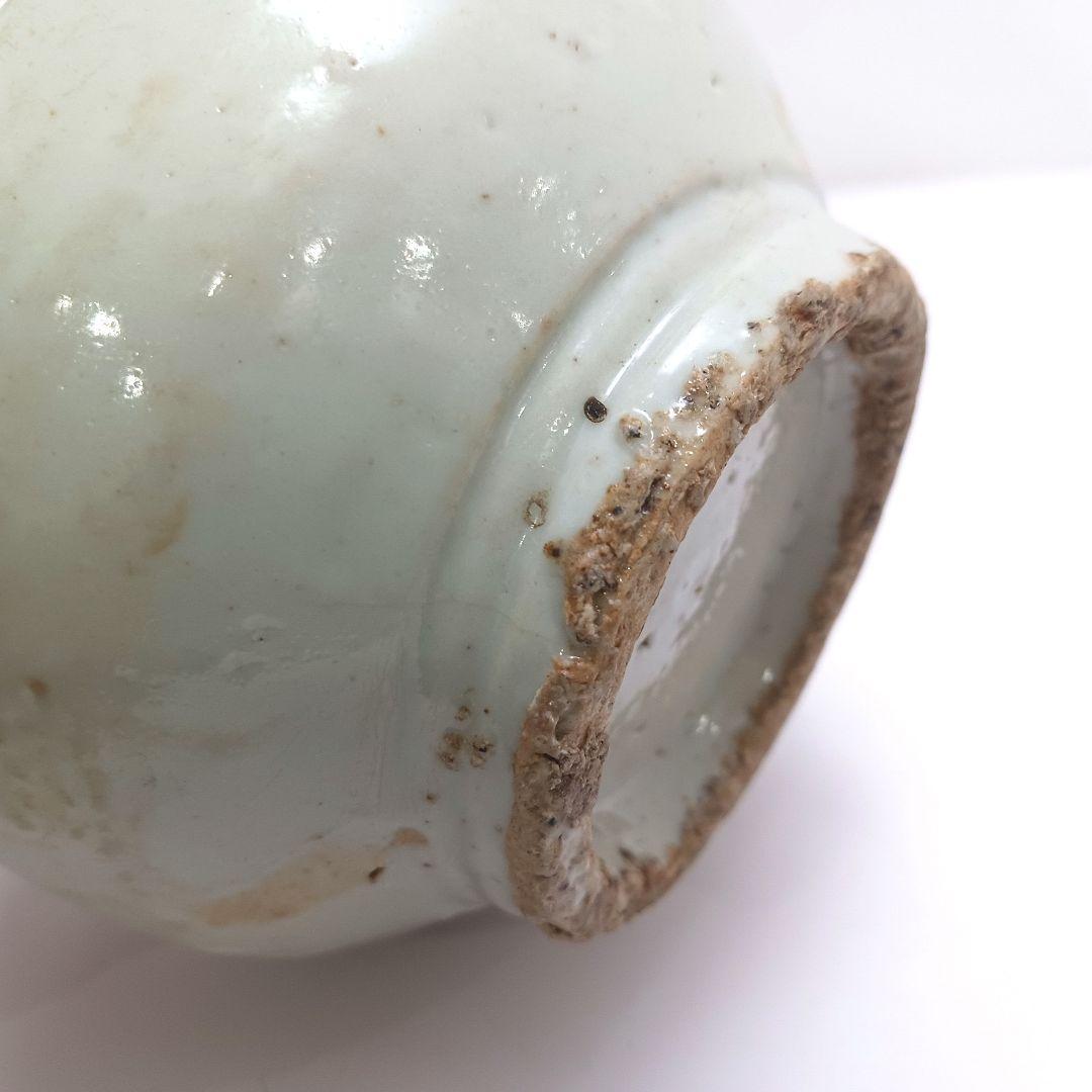 Y2984 朝鮮美術 李朝白磁染付仏手柑文壺 李朝染付壷　　ten