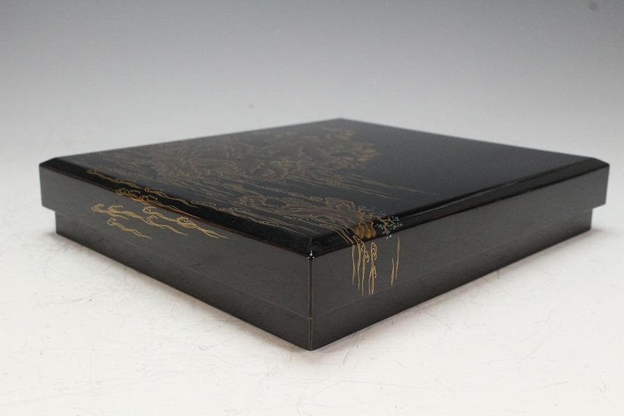 京塗 名門 平安 美濃屋 みの屋 蓬莱蒔絵 硯箱 筆 揃未使用(K-XA880)