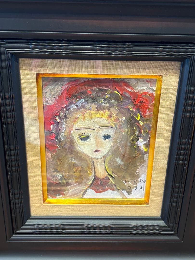 油彩 赤い帽子 絵画　織田廣喜　少女　織田ひろき　美術　おだひろき 少女