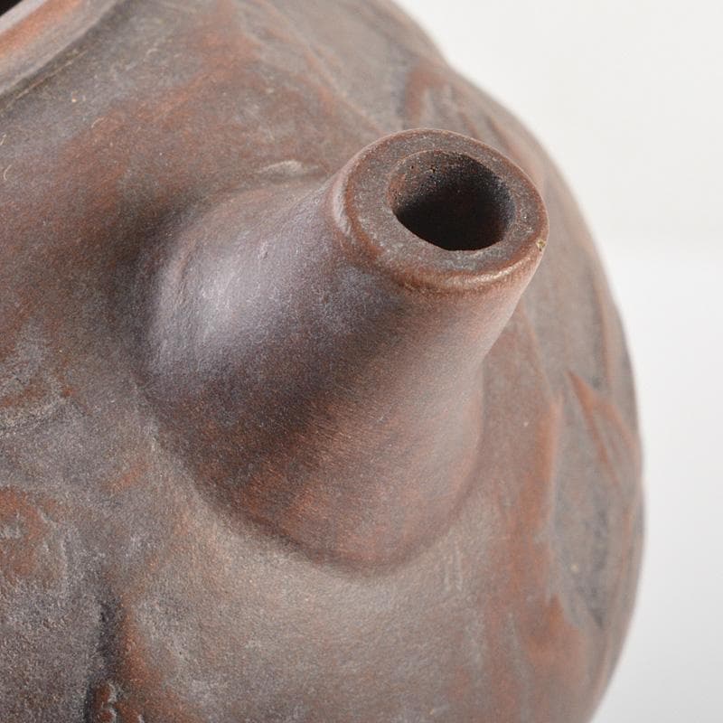 中国　紫砂　朱泥　楼閣山水文　急須　茶壷　在銘　N　6652