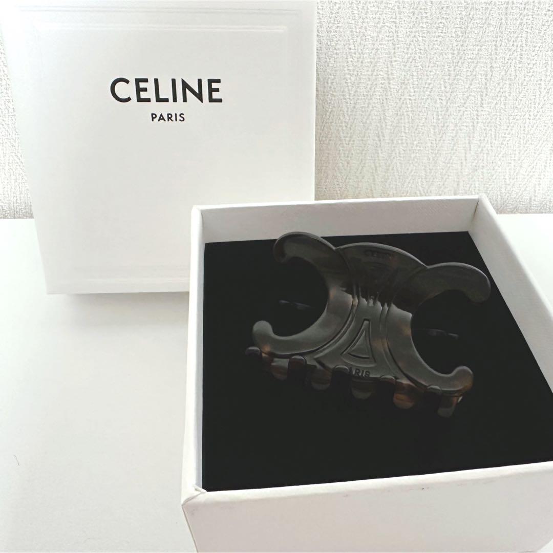 美品 CELINE ラージ ヘアクリップ ダークハバナ