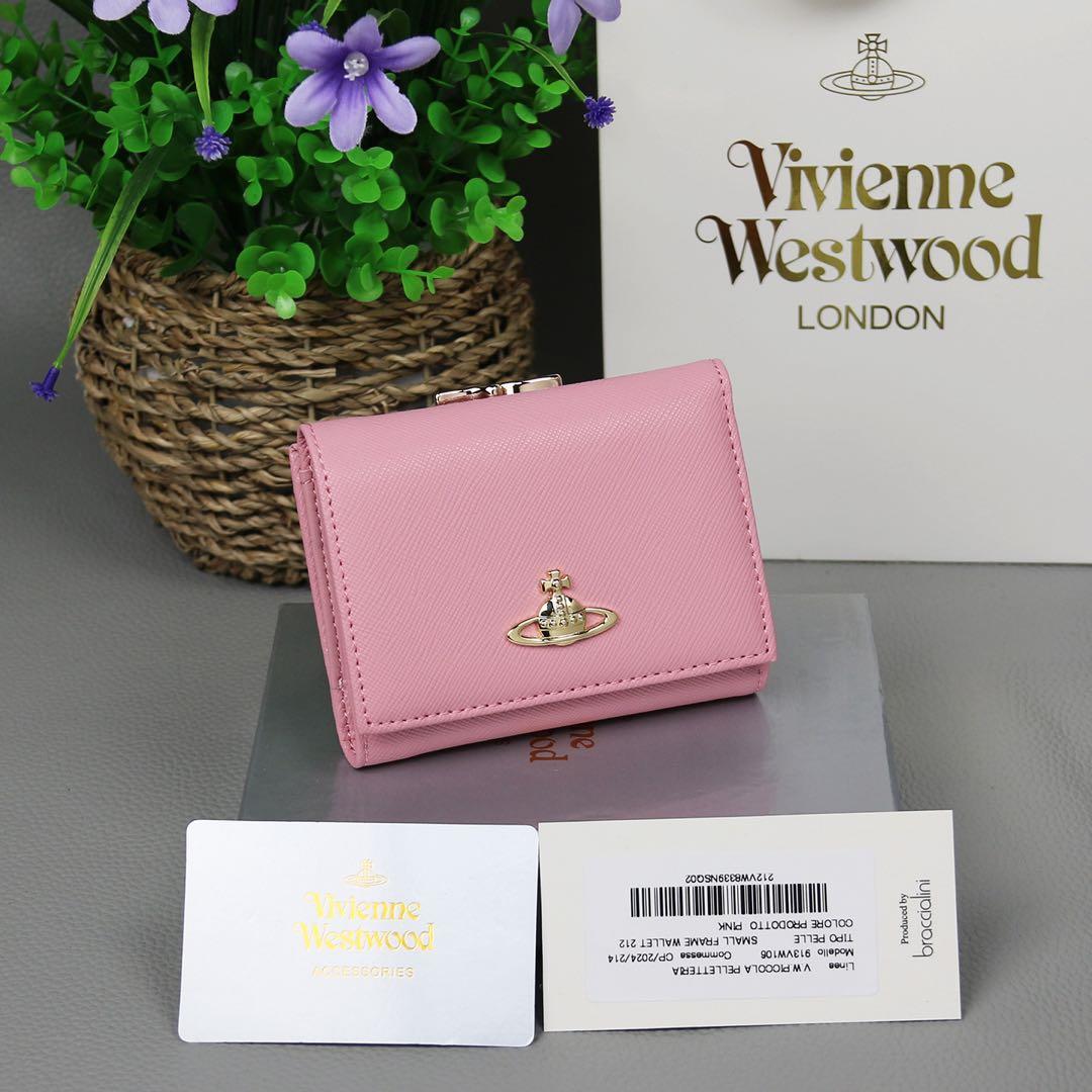 Vivienne Westwoodヴィヴィアン 三つ折り財布 レザー ピンクq1