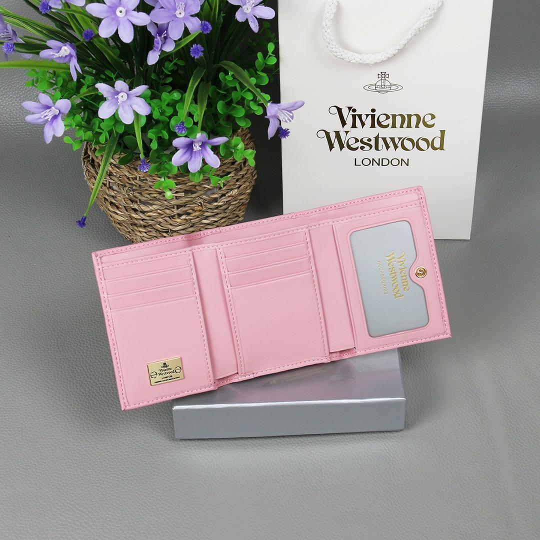 Vivienne Westwoodヴィヴィアン 三つ折り財布 レザー ピンクq1