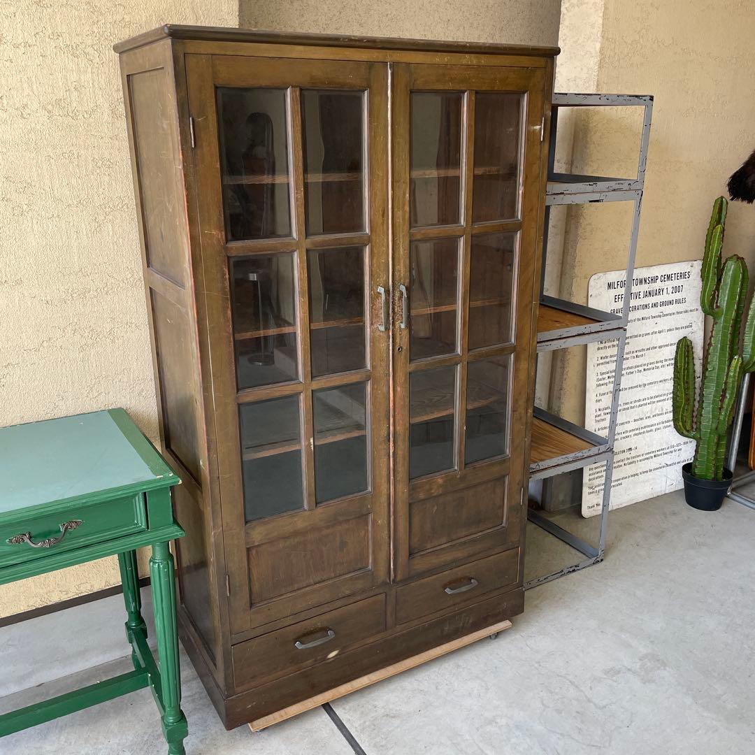 ヴィンテージ 古家具 キャビネット 飾り棚 無垢材 レトロ アンティーク
