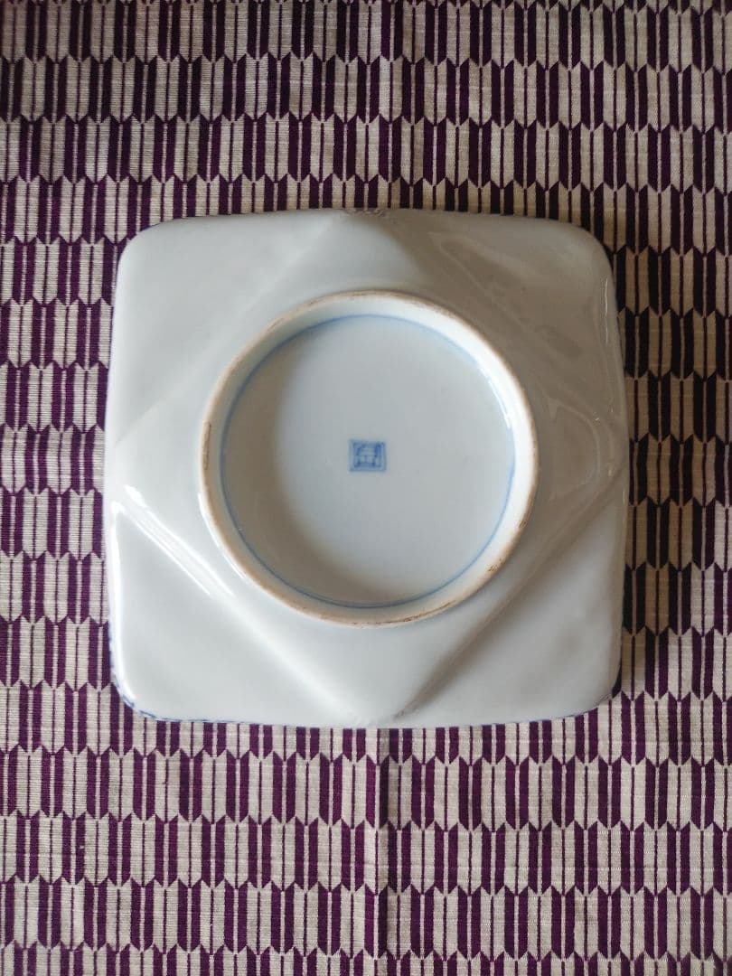 美品 古伊万里 色絵 染付 四方皿 正方形皿 アンティーク 陶芸 工芸品