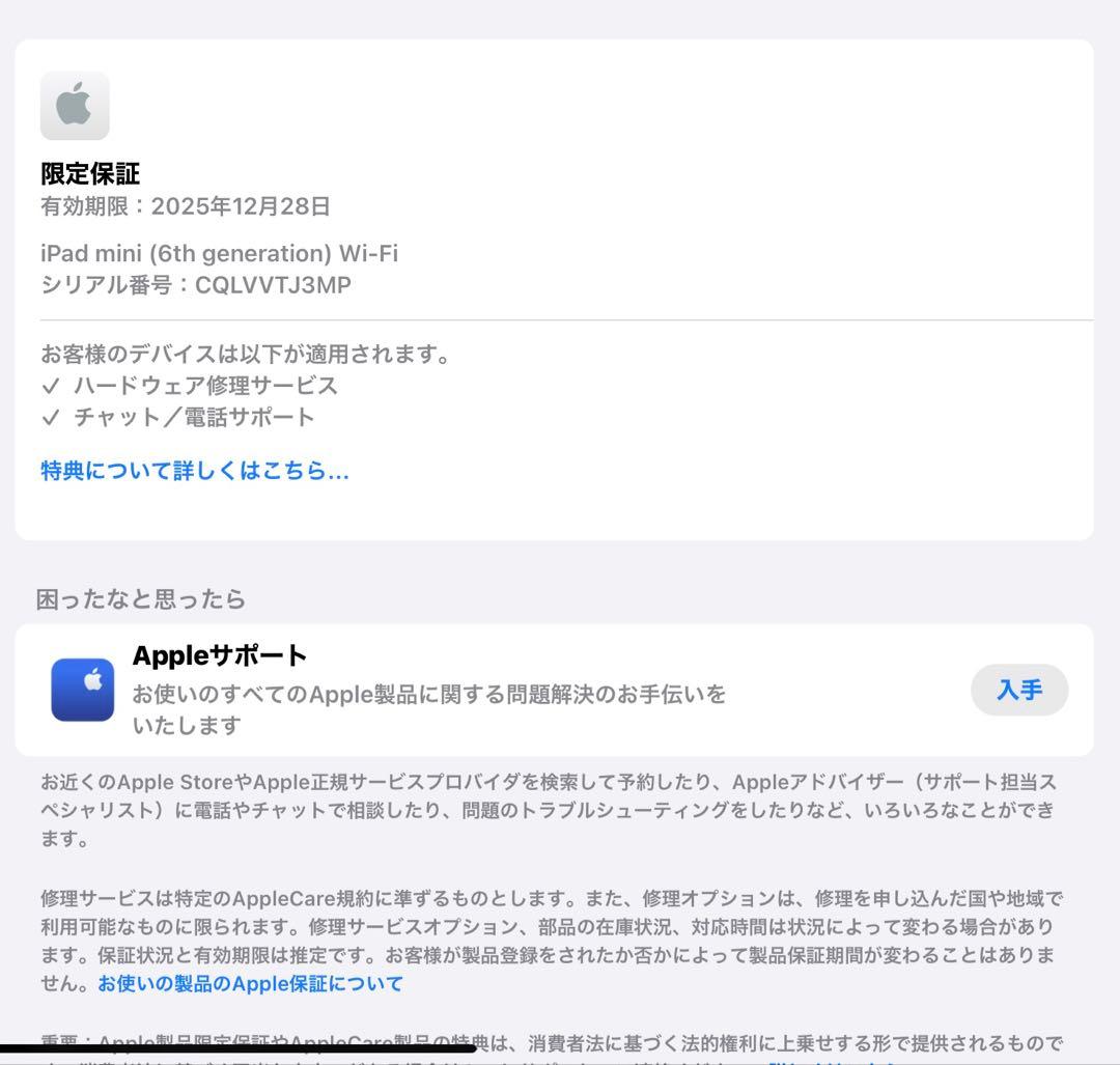 週末限定値下げ 極美品 iPad mini 6世代 256GB 限定保証付き