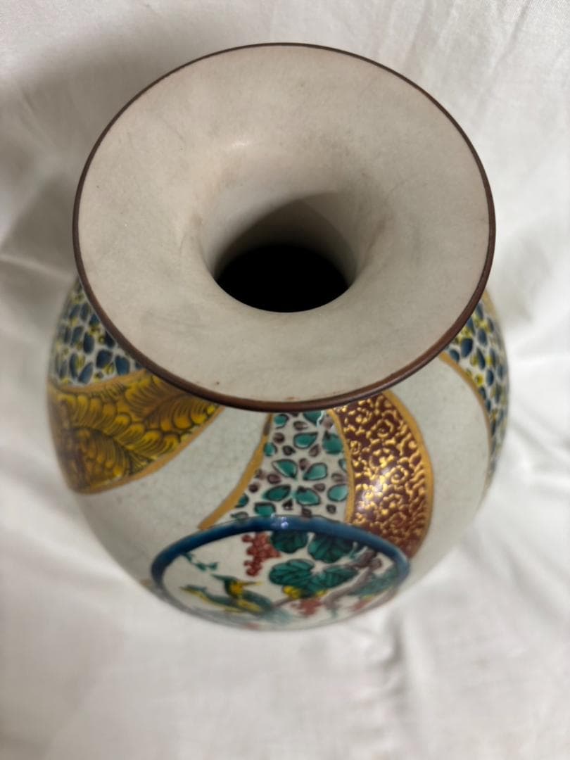 九谷焼 九谷睦山 耳付花瓶